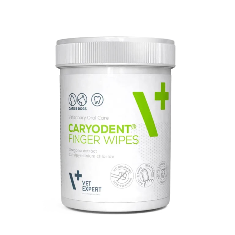 Vet Expert CaryoDent Finger Wipes (КеріоДент Фінгер Вайпс) – серветки напальчники для механічного чищення зубів та ясен собак і котів, 50 шт