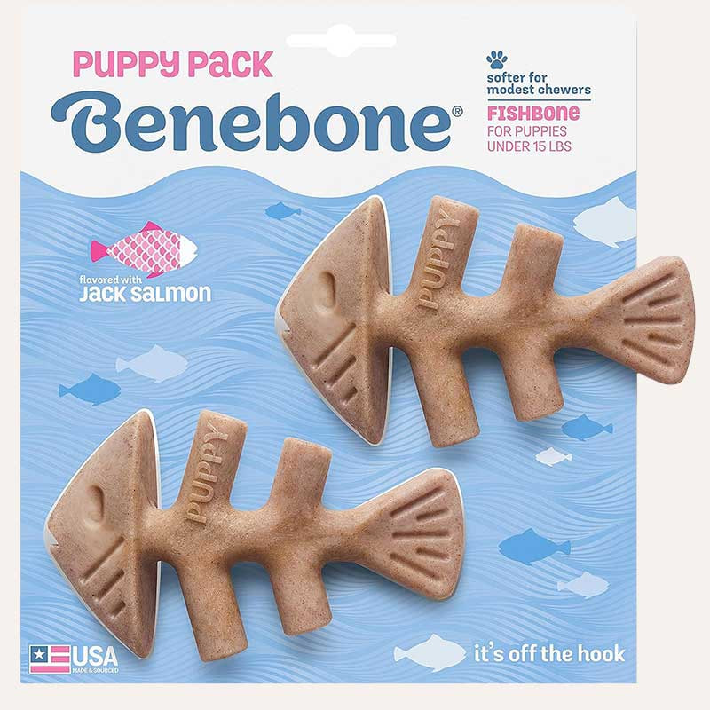 Жувальна іграшка для малих собак та цуценят Benebone Puppy Pack Fishbone Dog Chew Toy Salmon, XS 1\2 шт