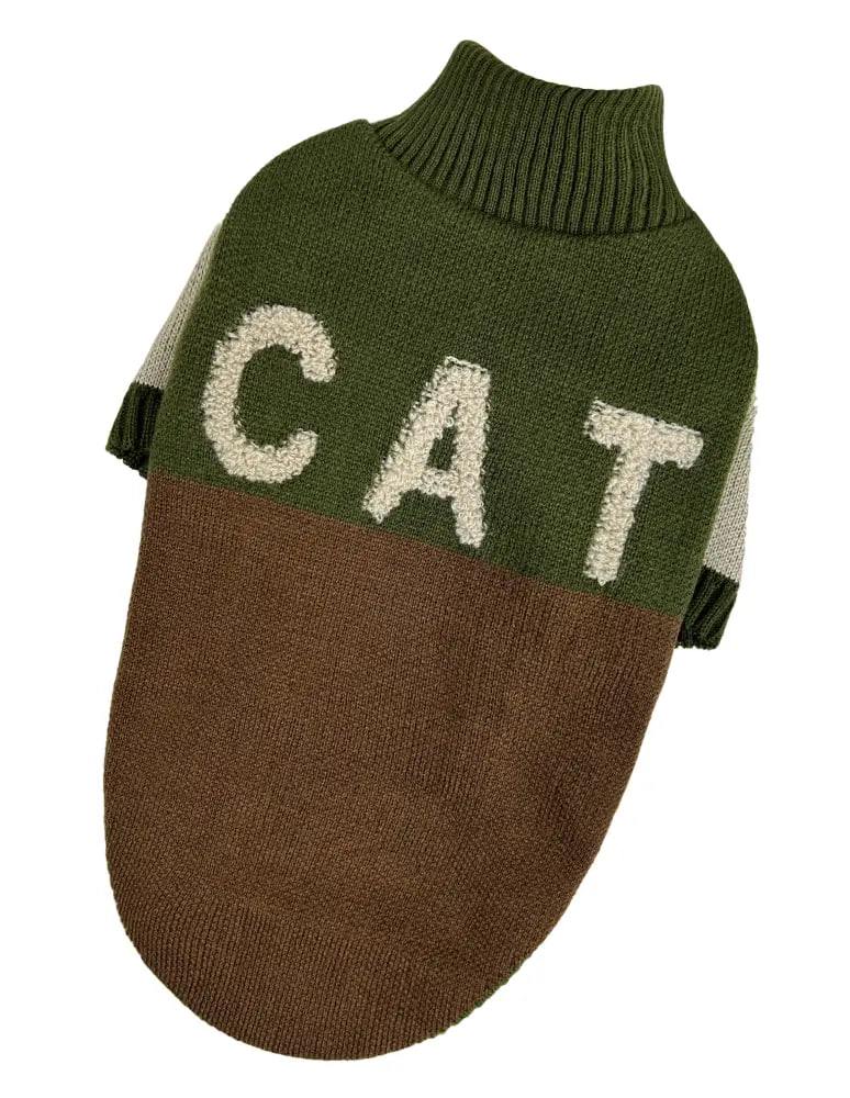 Светр в'язаний CAT коричневий хакі 3