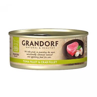 GRANDORF Консерви для кішок "Філе тунця з крабом", 70 г