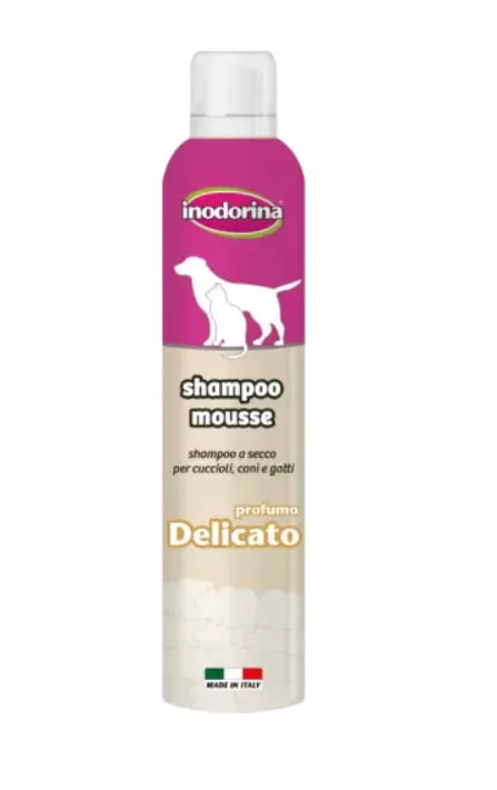 Шампунь-мус для собак і котів Inodorina Shampoo Mousse Delicate з ніжним ароматом, 300 мл