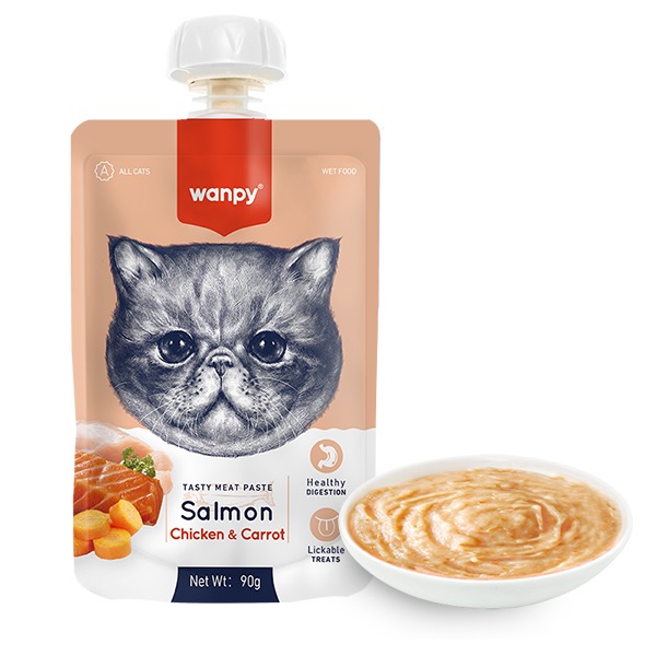 Wanpy Salmon Chicken & Carrot КРЕМ-ПЮРЕ ЛОСОСЬ І КУРКА З МОРКВОЮ рідкий корм для котів