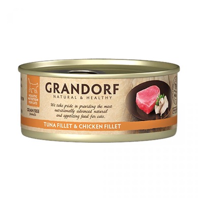 GRANDORF Консерви для кішок "Філе тунця з курячою грудкою", 70 г