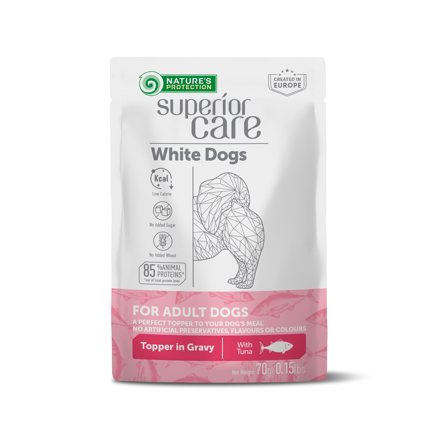White Dogs Adult All Breeds with Tuna, вологий корм з тунцем для дорослих білошерстих собак усіх порід, 70 г