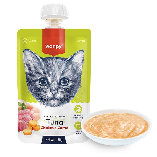 Wanpy Tuna Chicken & Carrot КРЕМ-ПЮРЕ ТУНЕЦЬ І КУРКА З МОРКВОЮ рідкий корм для котів