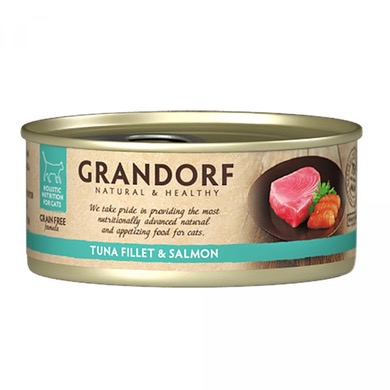 GRANDORF Консерви для кішок "Філе тунця з м'ясом лосося", 70 г