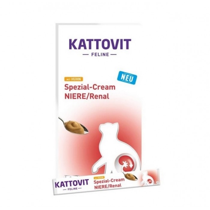 Kattovit Veterinary Feline Renal Ренал кремові снеки для котів при хворобах нирок, з куркою, 6 стіків по 15 г