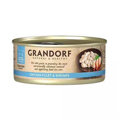 GRANDORF Консерви для кішок "Куряча грудка з креветками", 70 г