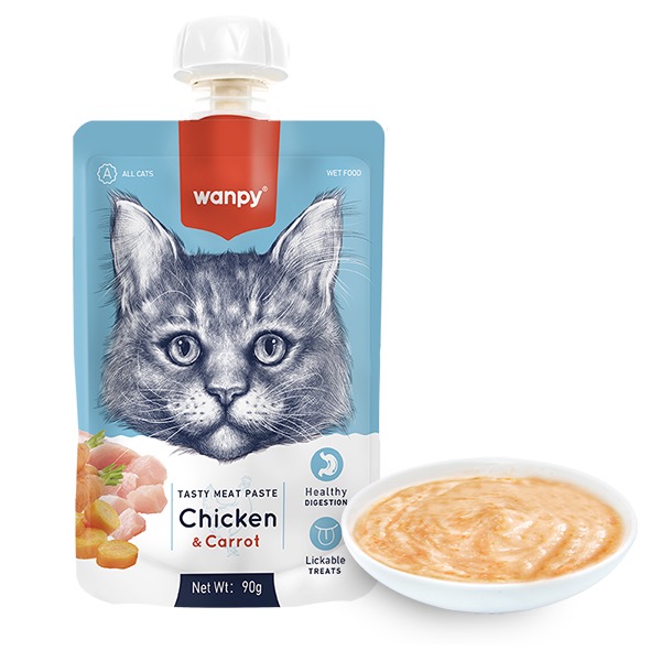 Wanpy Chicken & Carrot КРЕМ-ПЮРЕ КУРКА З МОРКВОЮ рідкий корм для котів