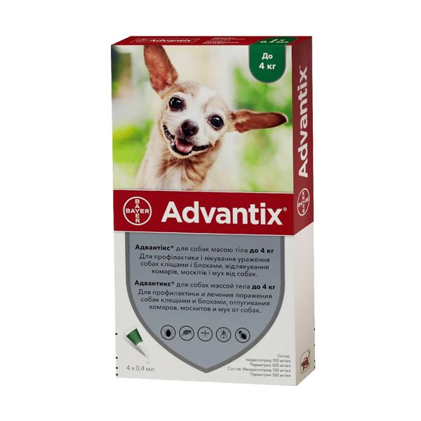 Краплі Адвантікс Advantix від паразитів для собак вагою 1.5- 4 кг Поштучно
