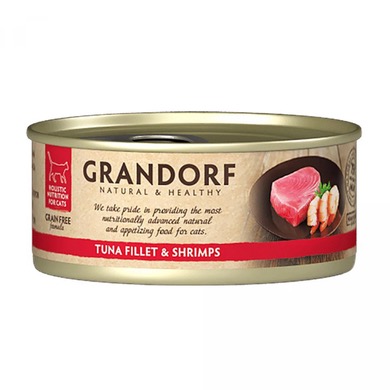 GRANDORF Консерви для кішок "Філе тунця з креветками", 70 г