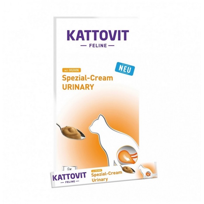 Kattovit Veterinary Feline Urinary Урінарі кремові снеки для котів при сечокам'яній хворобі, з куркою, 6 стіків по 15 г