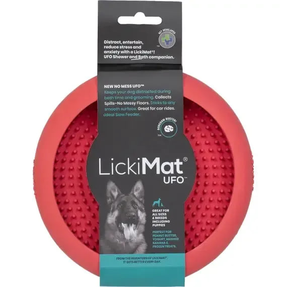 Каучукова миска для повільного харчування на присосці LickiMat DOG SPLASH Червона