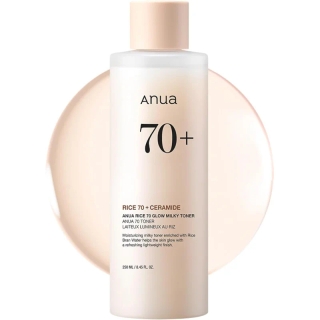 Поживний молочний тонер з рисовим екстрактом та керамідами ANUA Rice 70 Glow Milky Toner, 250 мл