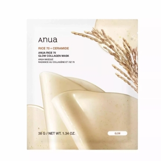 Гідрогелева колагенова маска для сяйва шкіри обличчя ANUA Rice 70 Glow Collagen Mask, 38 мл