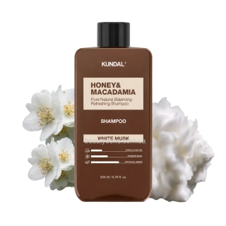 Безсульфатний відновлюючий шампунь для волосся Білий мускус KUNDAL Honey & Macadamia Pure Natural Balancing Refreshing Shampoo White Musk, 200 мл