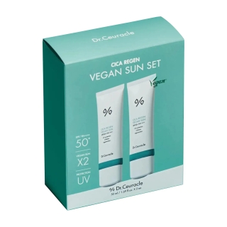 Набір сонцезахисних веганських кремів з центелою Dr.Ceuracle Cica Regen Vegan Sun Set, 50+50 мл