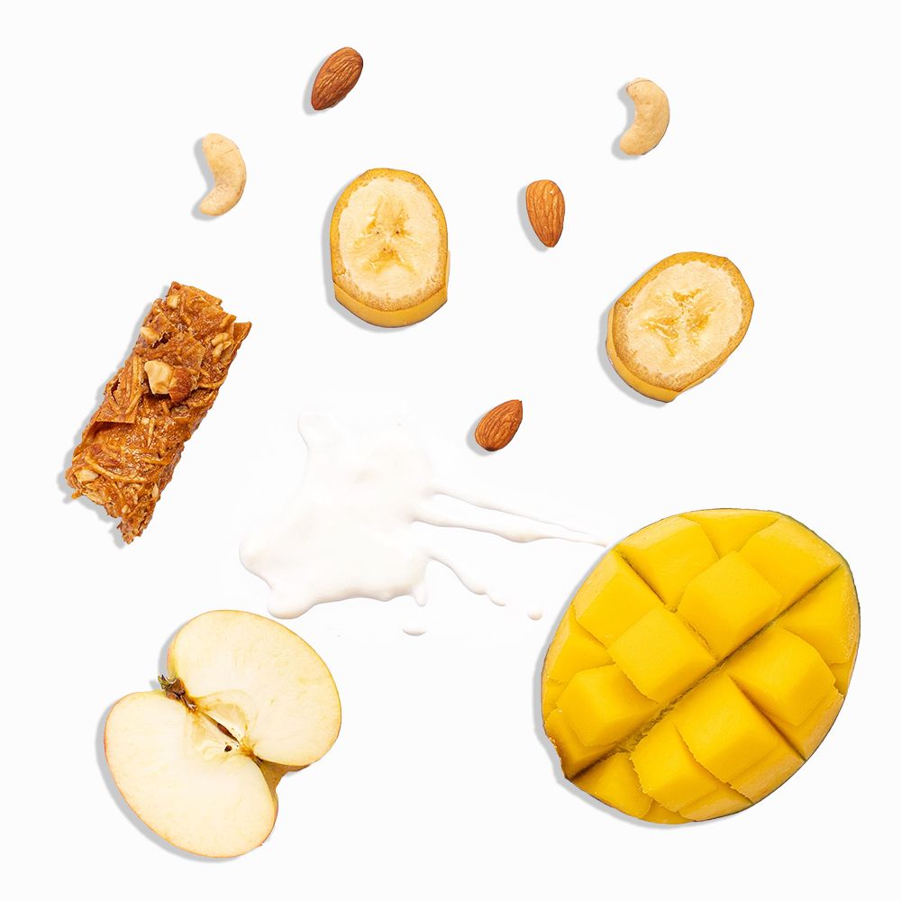 Apple-yogurt pastila with mango puree, bananas and nuts (100 g)