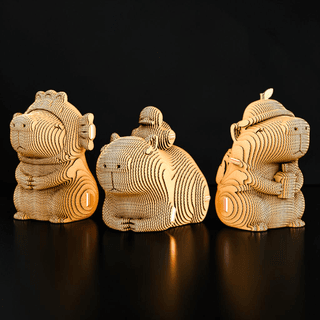 3D Пазл картонний конструктор 3 в 1 Троє Капібар Capybara Trio 201дет Cartonic