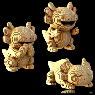 3D Пазл Картонний Конструктор Чарівні Акселотлі Axolotls Trio 262 дет Cartonic